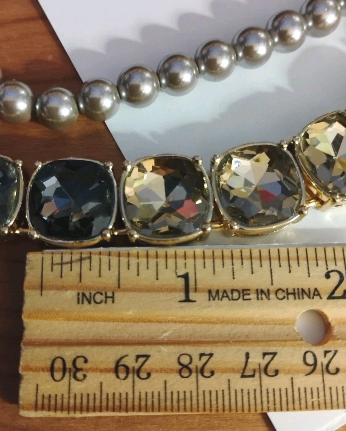 Chunky! TALBLOT’S Designer Double Strand Faux Pearl and Ombre Gems 18″+ Necklace