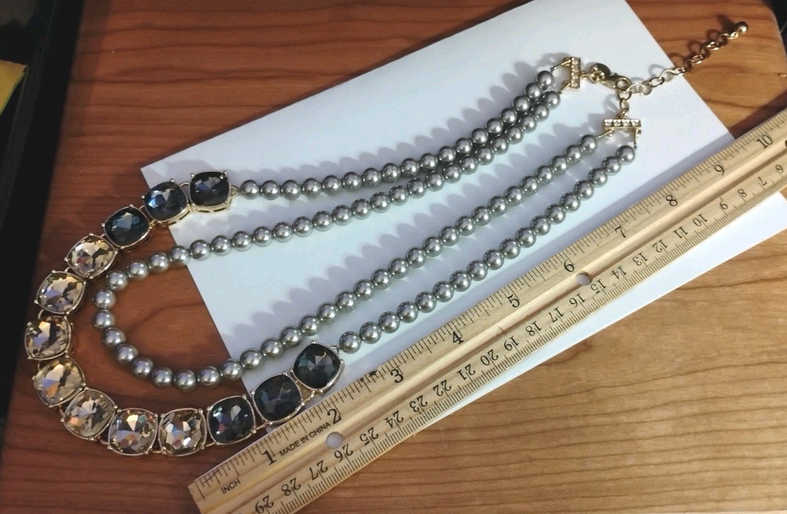 Chunky! TALBLOT’S Designer Double Strand Faux Pearl and Ombre Gems 18″+ Necklace