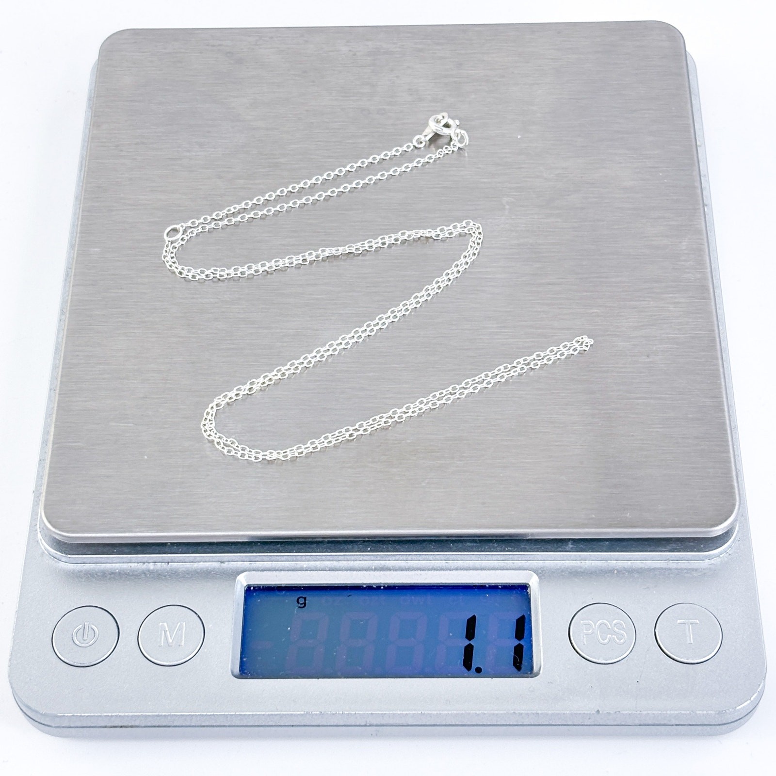 Vintage Sterling Silver 925 Cable Link Chain Necklace 16.5″-18.5″
