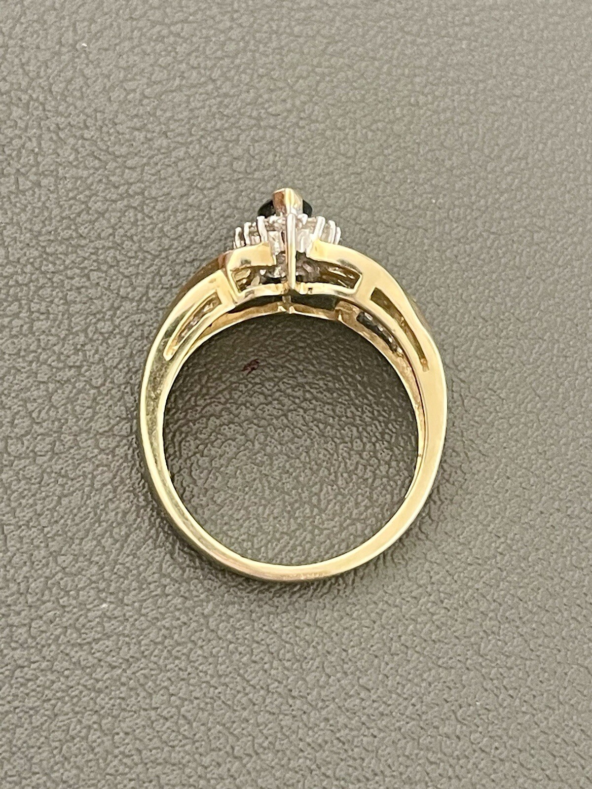 14KT Yellow Gold 1.00CTW Sapphire and 0.30CTW Diamond Ring. Size 7 (S265)