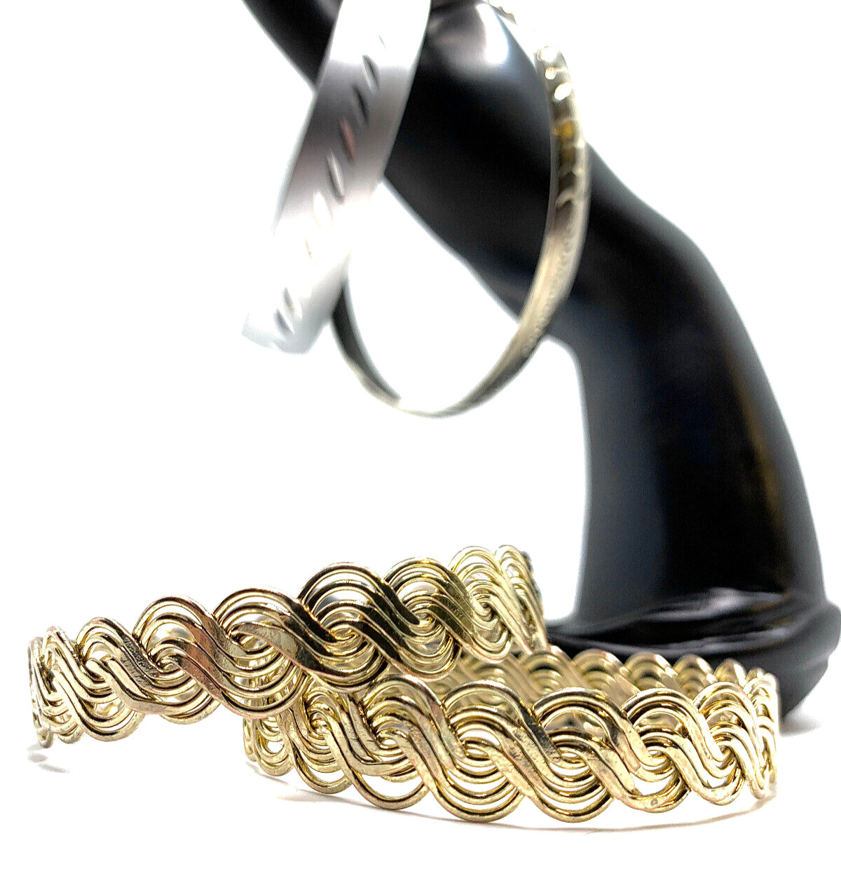 Lot 4 Vintage 1940s 1950s Etched Aluminum Bangles Bracelets