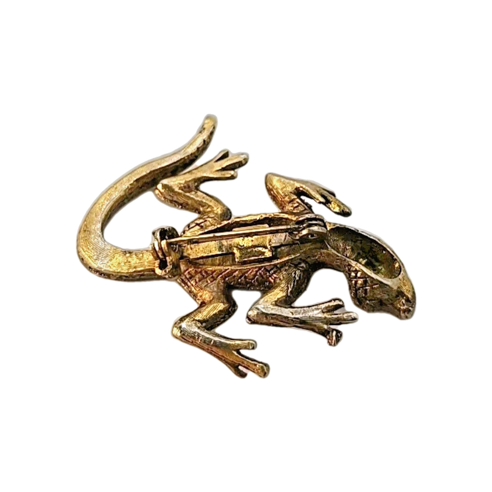 Vintage Brass Lizard Pin Brooch Mid-Century 1950s 1960s Reptile Jewelry