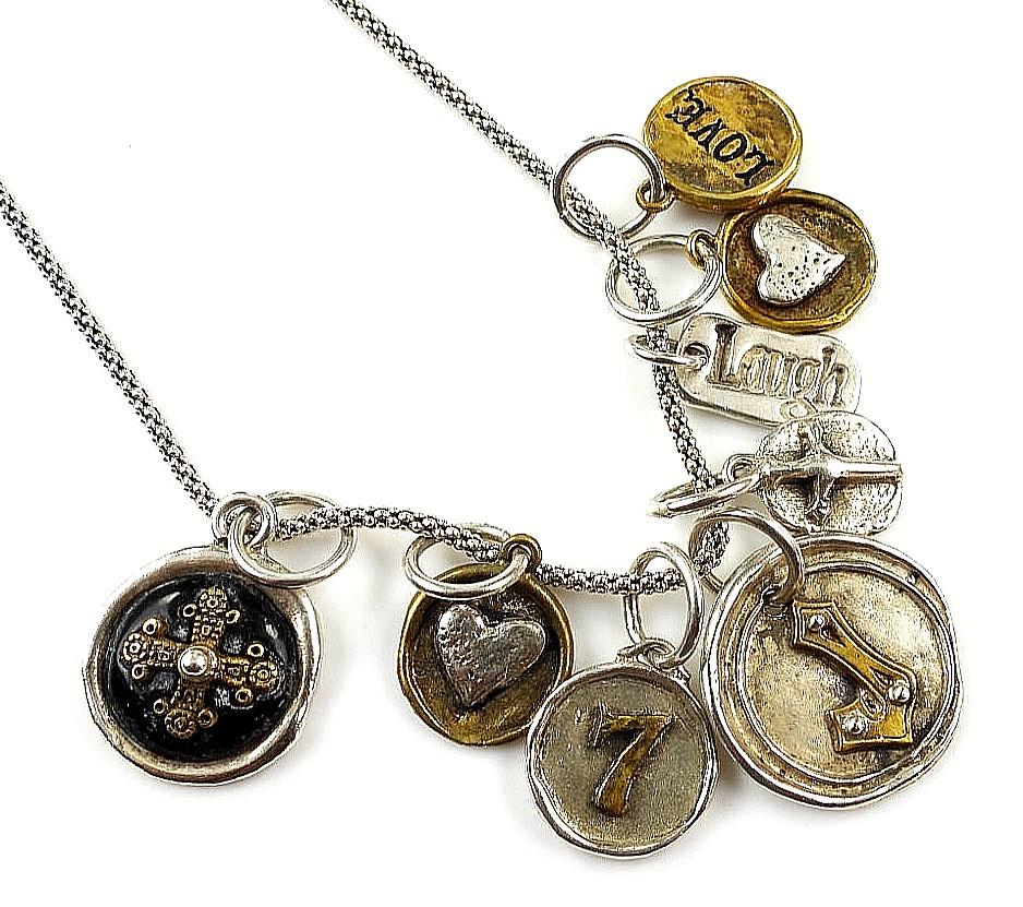 Waxing Poetic 925 Sterling Silver Popcorn Chain Necklace Charms Pendant Jewelry