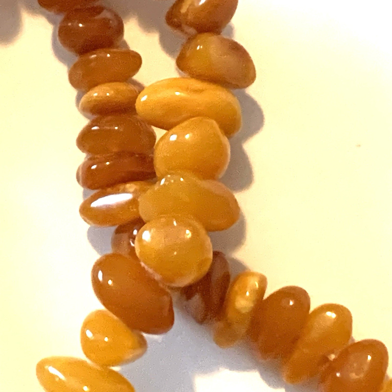 Vtg Baltic Amber Egg Yolk Chip Bead Necklace 31 Grams 24″ Long Pull-Over Style