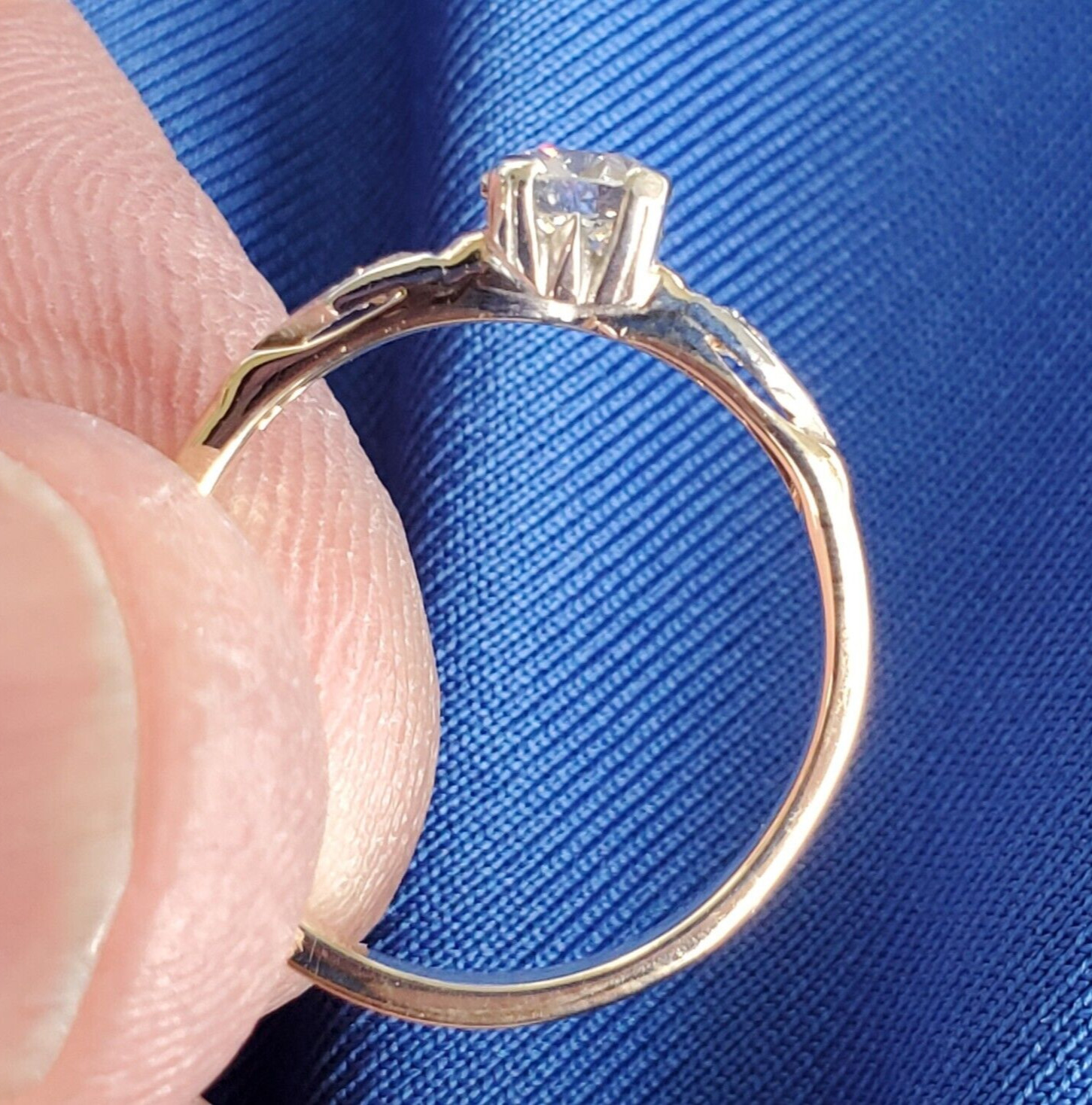 Original EARTH MINED DIAMOND Deco Engagement RING Vintage Solitaire 14K GOLD 6