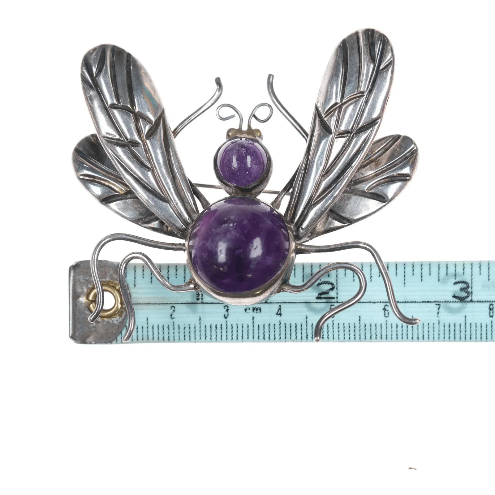 Large 1950’s Sterling Los Castillo Amethyst fly pin