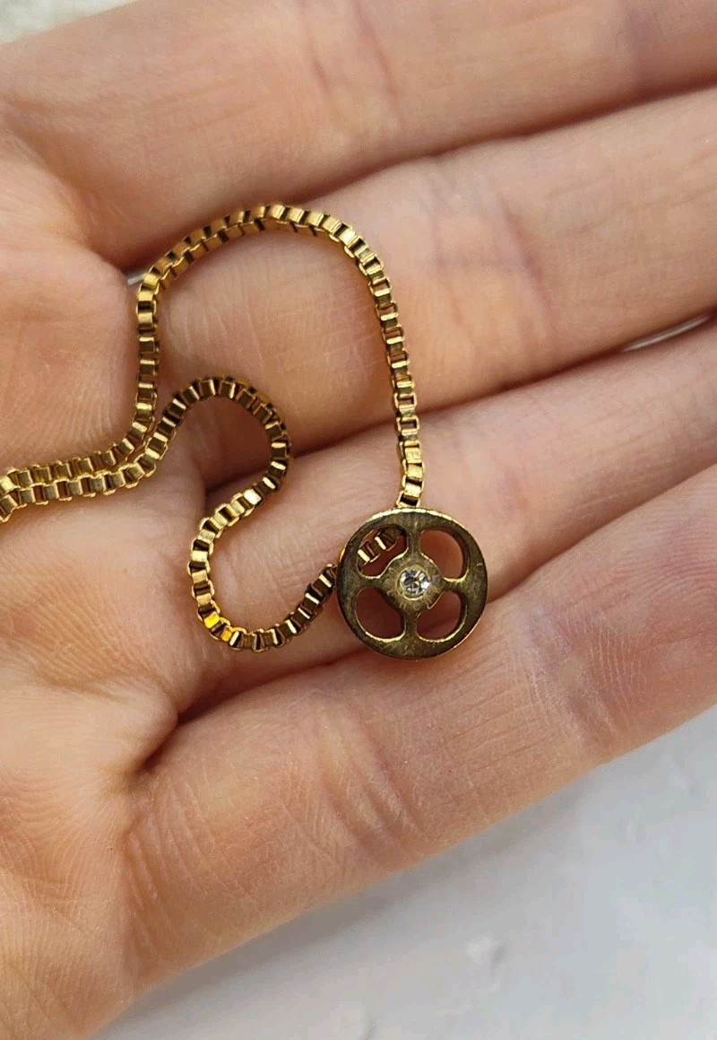 Vintage Signed Henri Bendel Rose Gold Colored Pendant Necklace 16″