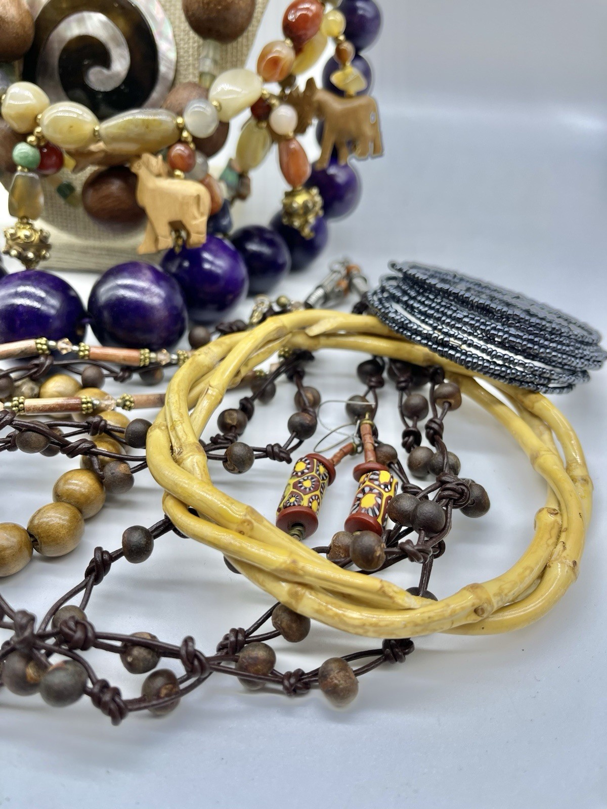 Jewelry Vtg To Mod Safari Boho Ethnic Stone Wood Animals ++ Pcs Lb Lot JL205
