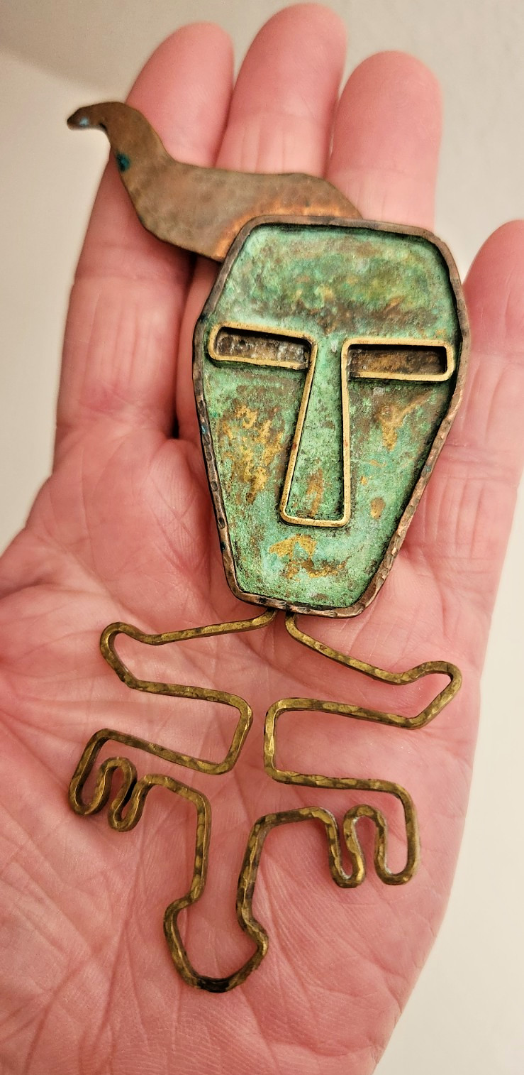 KEN BELDIN Mexico 1958 Modern Primitive Copper Pendant / Pin rare.