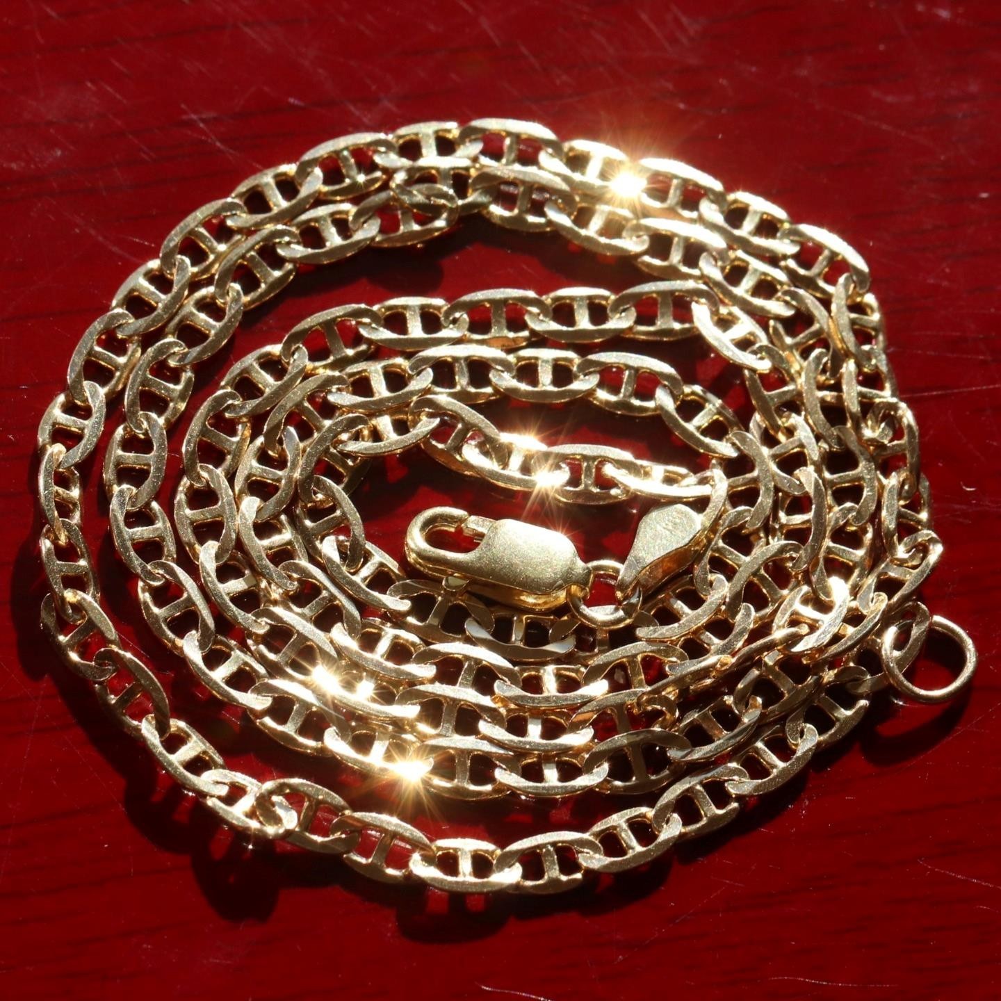 14k yellow gold necklace 19.5″ anchor / mariner link chain vintage 7.67gr N3502