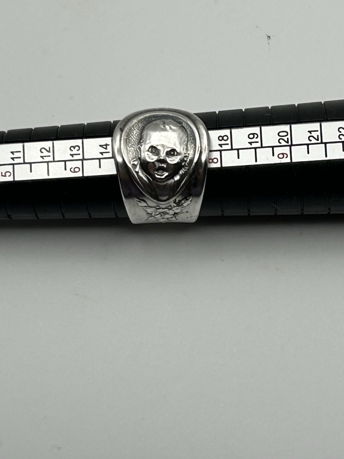 Vintage 70s Oneida Etched Baby Spoon Ring Etched Size 6.5 Adjustable