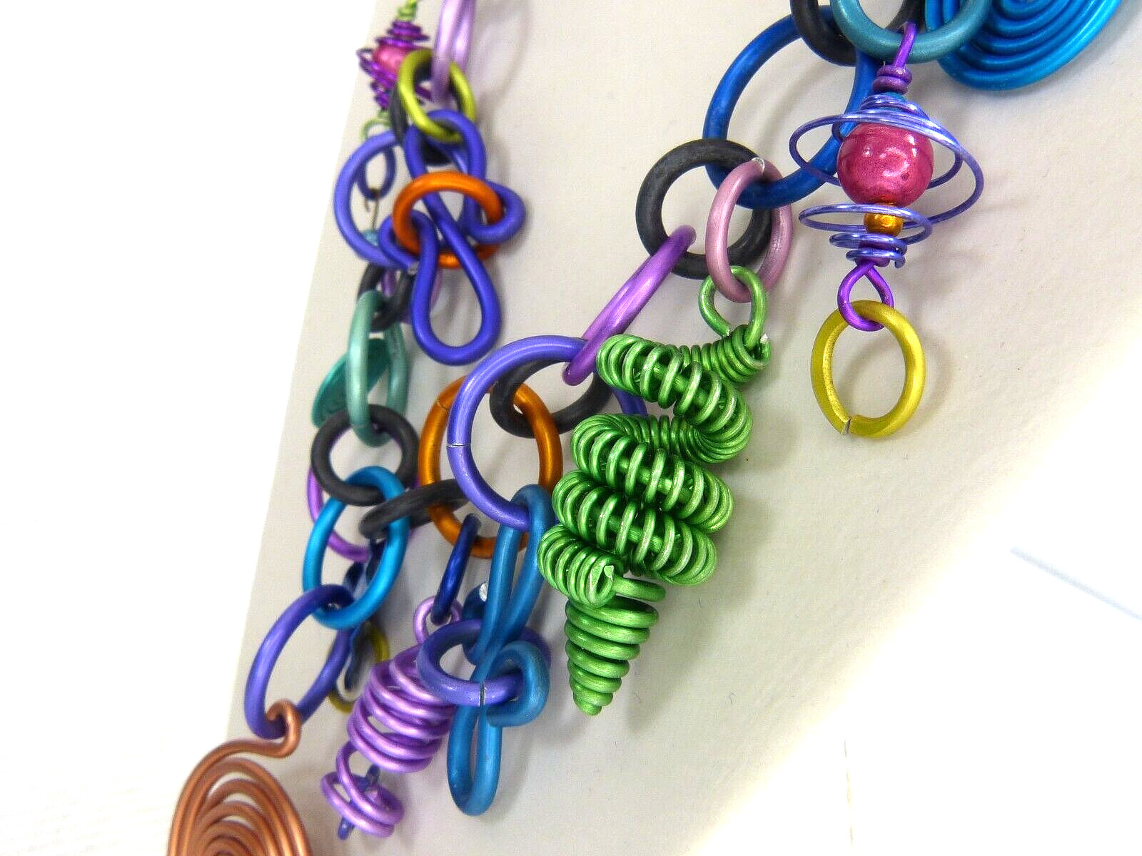 Vintage Multi Color Anodized Aluminum Necklace Estate Find ! Spada ??