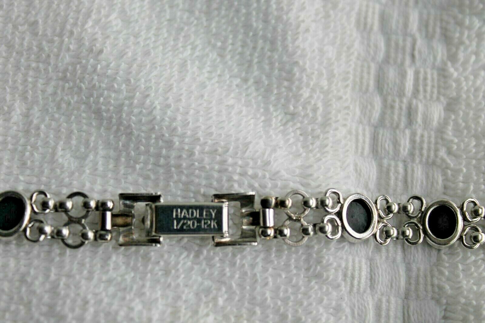 Hadley Black Onyx Scarab Band 1/20-12K Bracelet Watch Band White Gold Filled