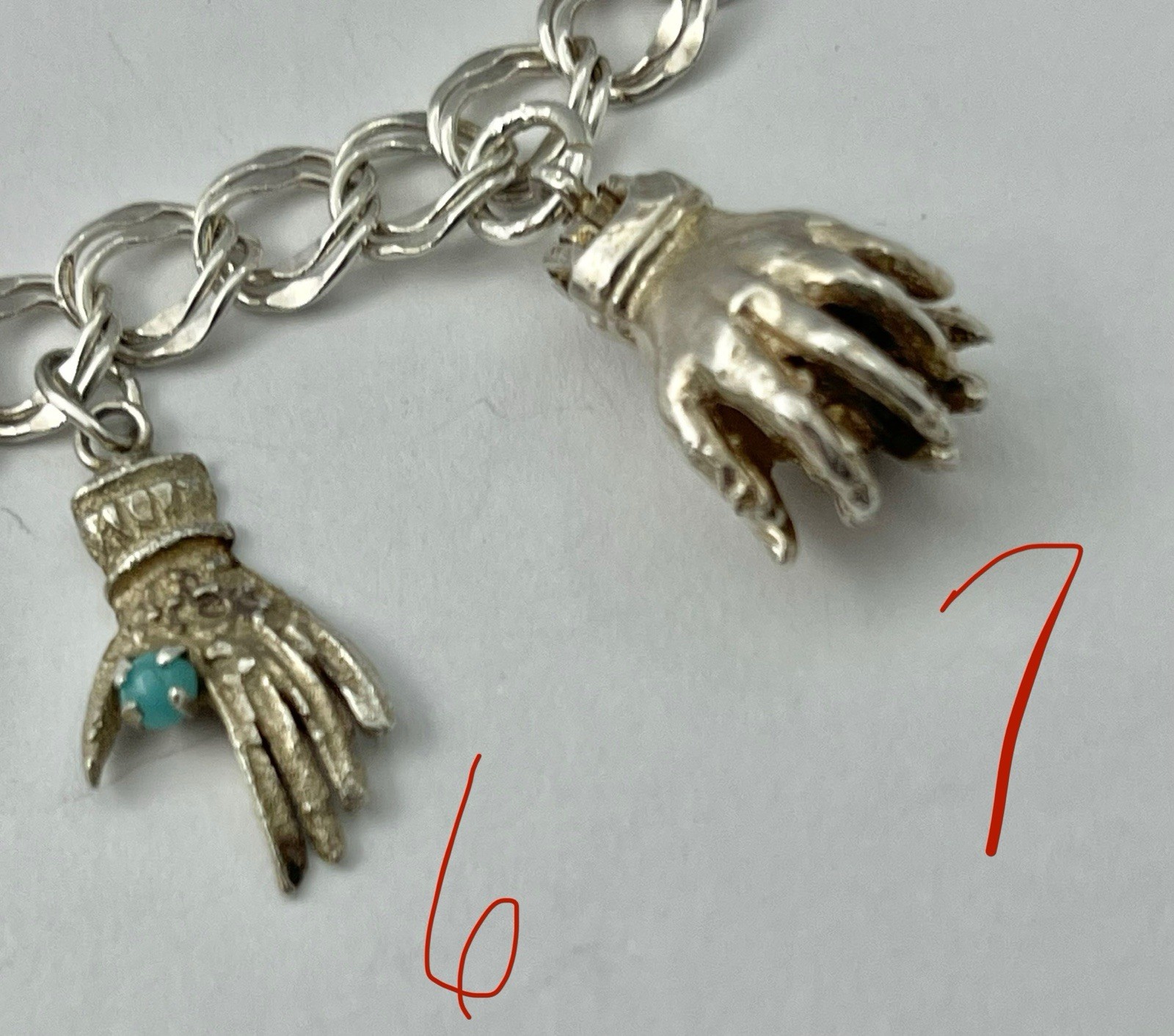 Vintage MCM HANDS that Hold Surprises Sterling Silver Charms Pendants Fobs