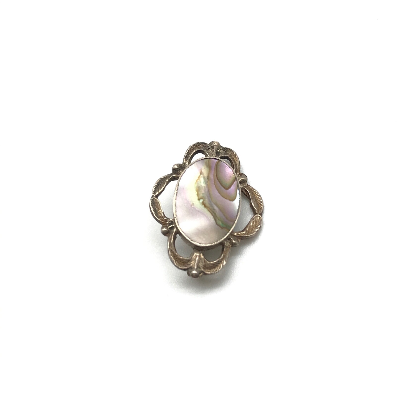 Vintage 925 Sterling Silver Small Petite Abalone Brooch Pin