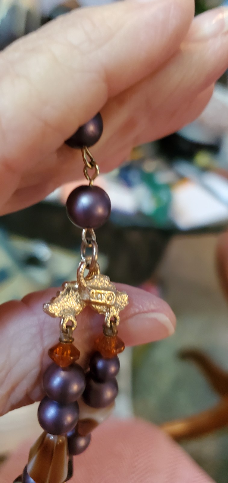Vtg ART Arthur Pepper Double Strand Venetian Purple Crystal Gold Tone Necklace