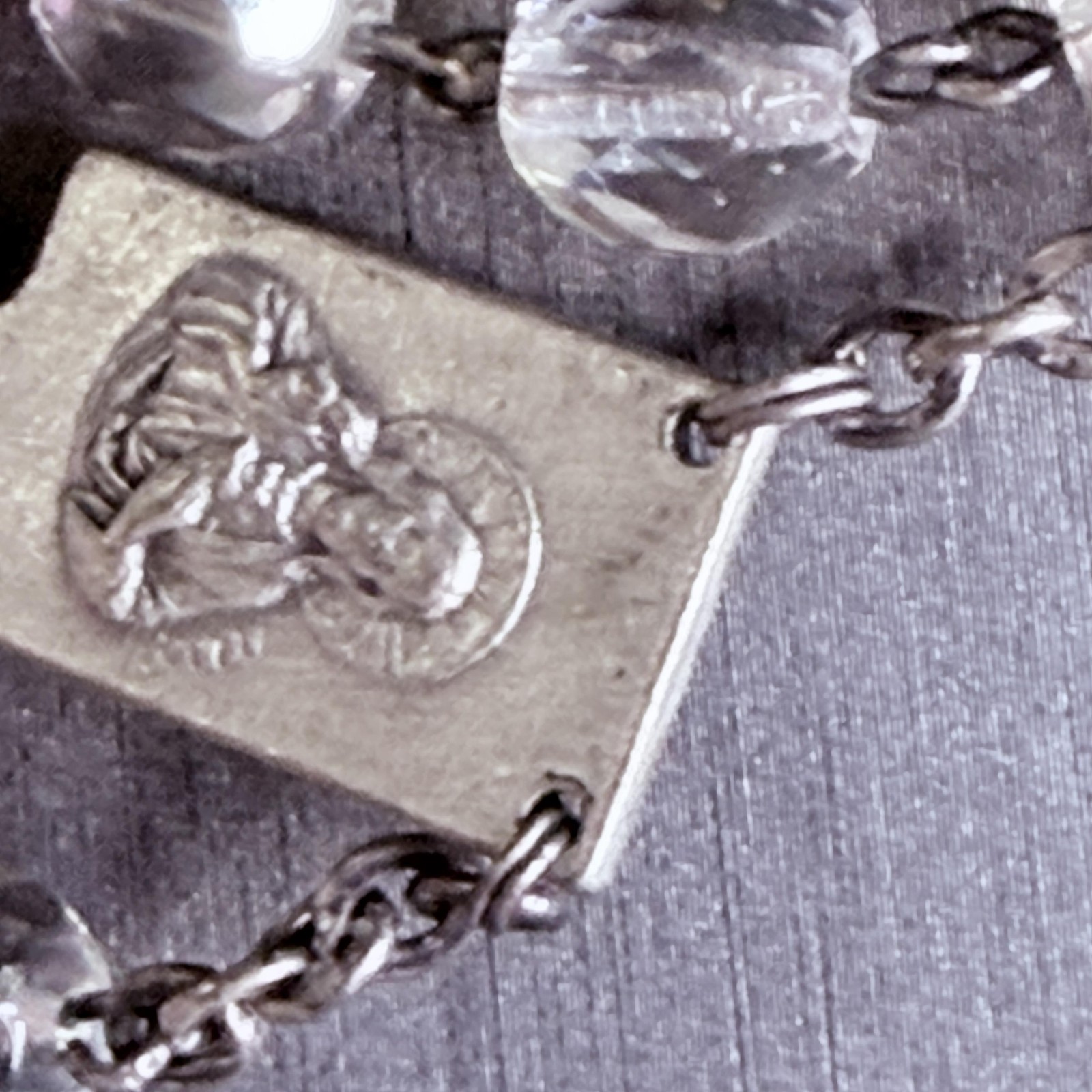 Vintage Clear Crystal Beaded Rosary Necklace Y Drop Cross Roma Italy 21in