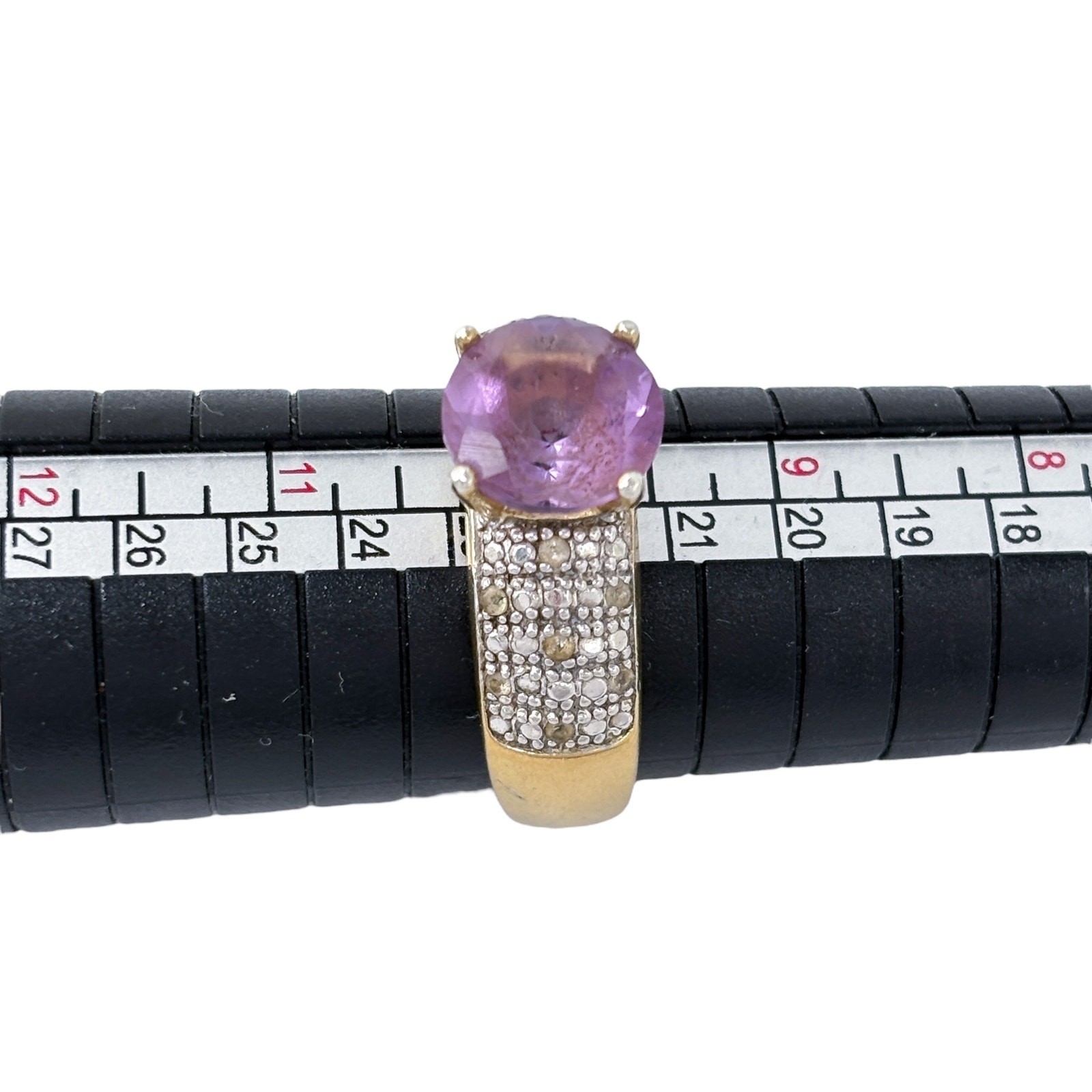 Purple Amethyst Ring | Gold Plated Sterling Silver 925 | Thailand | Size 10