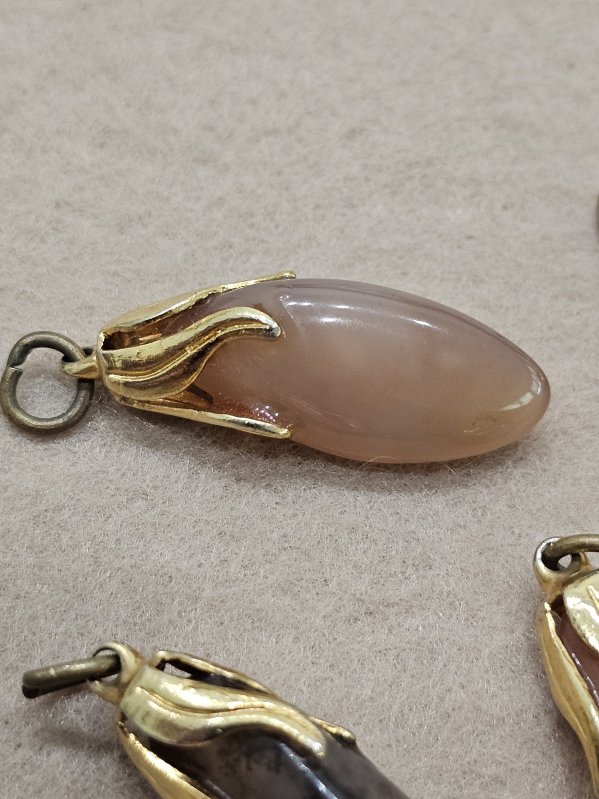 Gold Tone Pendant Charm Lot Metal For Bracelet Tumbled Stone Quartz Gem Rock