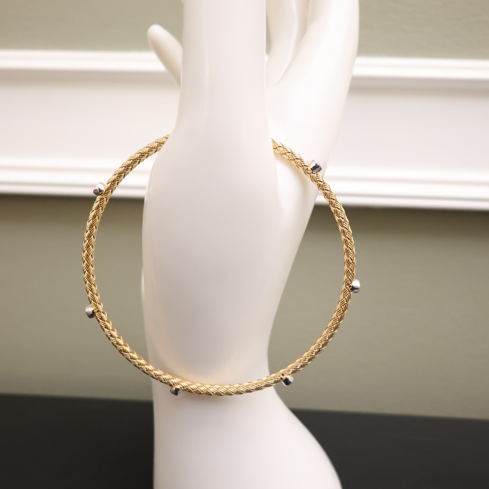 JCM Jewelry bracelet 18K yellow gold clad 925 sterling silver DMQ station 7.25in