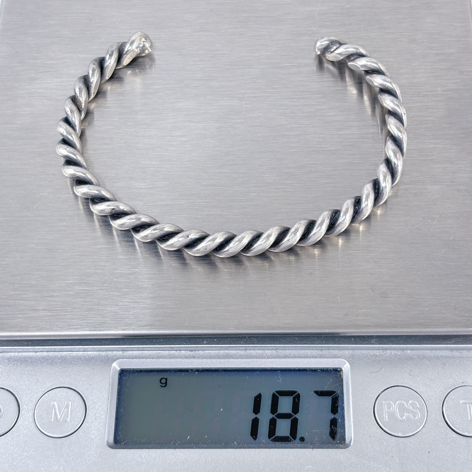 Southwest Twisted Wire Cuff Bracelet | Vintage Sterling Silver 925 | 6.5″