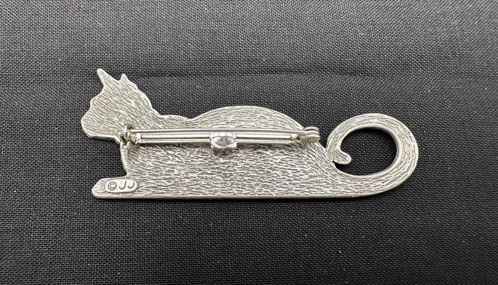 Vtg JJ Cat & 4 Mice Brooch Pewter Jonette Jewelry Whimsical Kitschy Chic