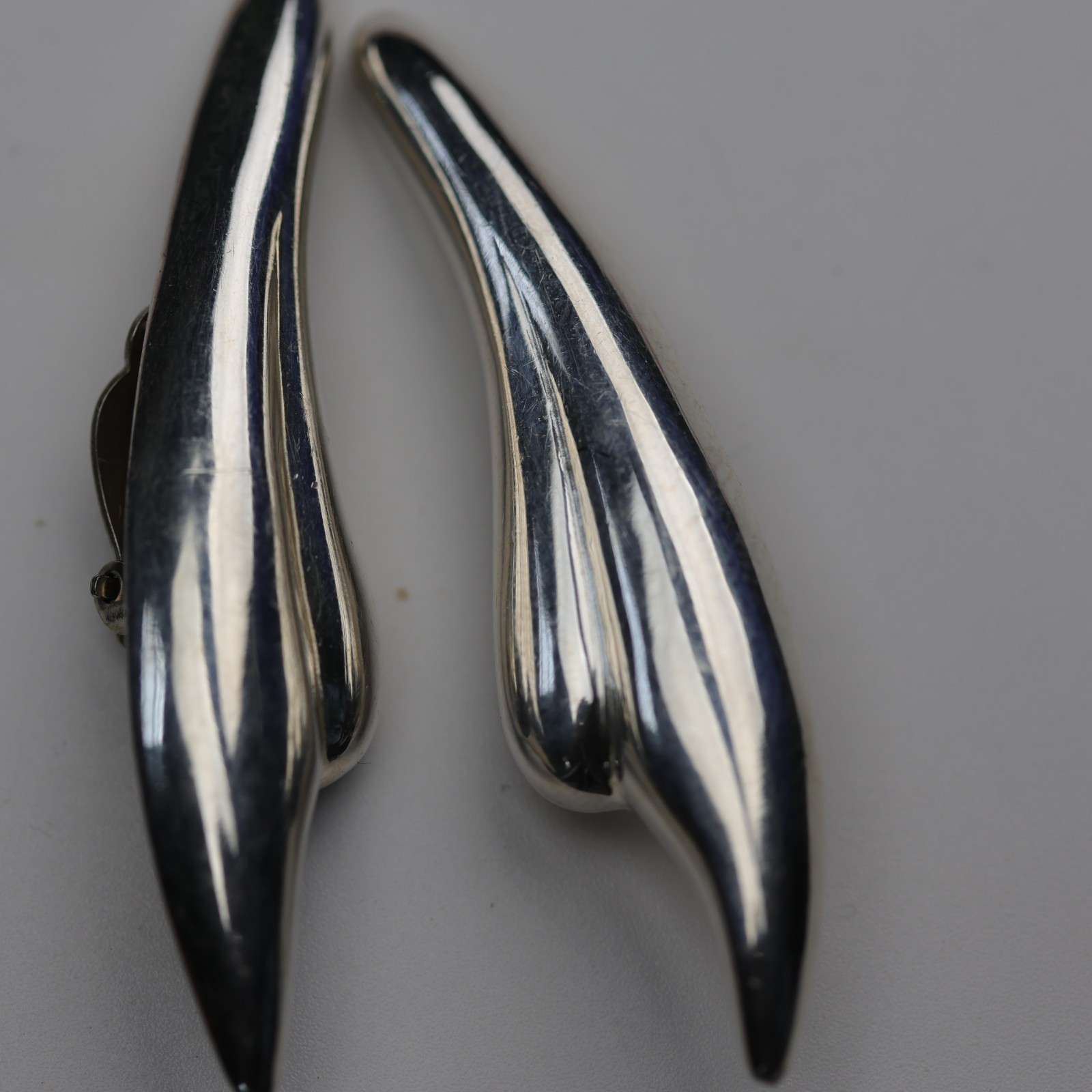 Wing Design Heavy Clip on Earrings Sterling Silver