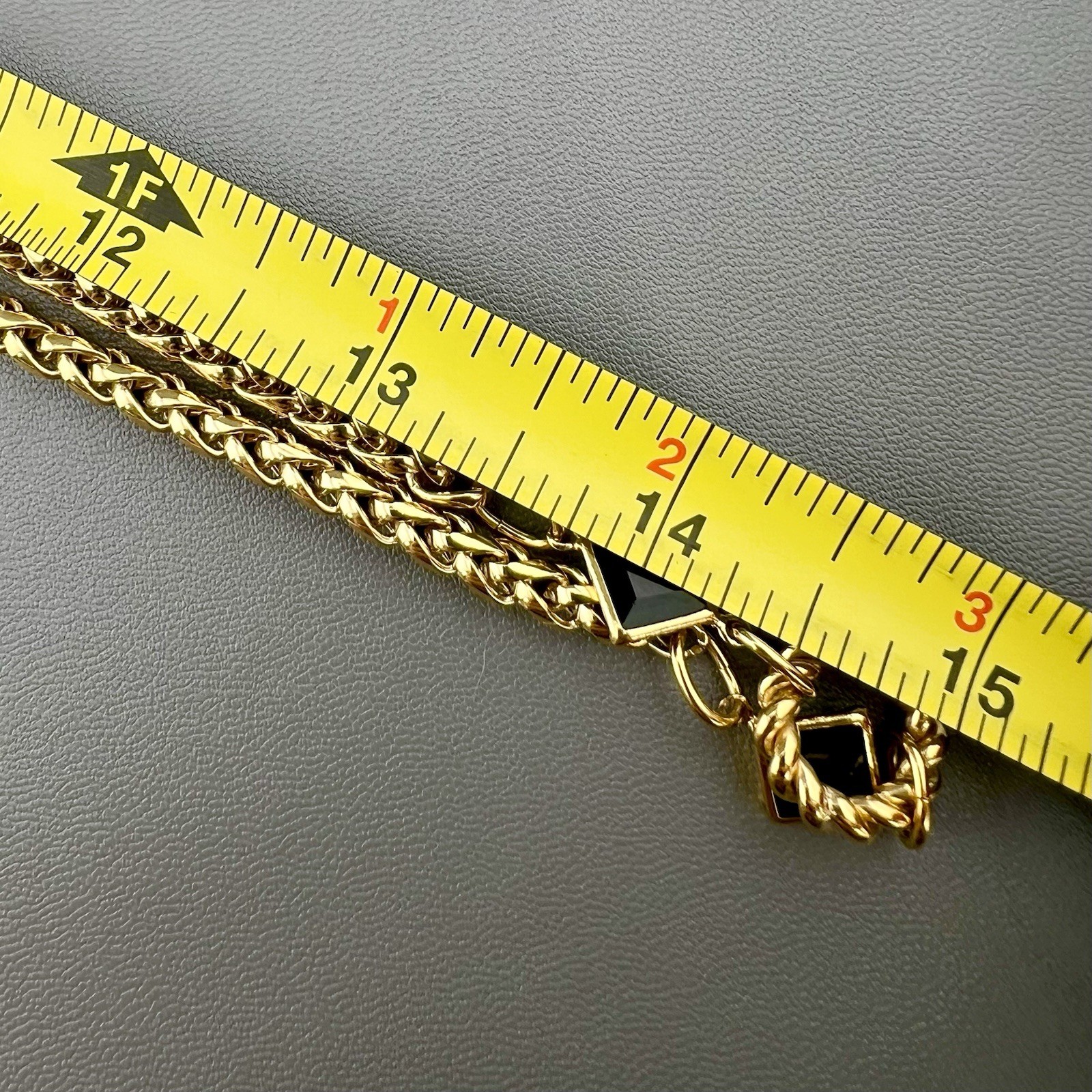 Vintage Princess House Necklace Glass Bezel Set Wheat Chain Gold Tone Signed 30”