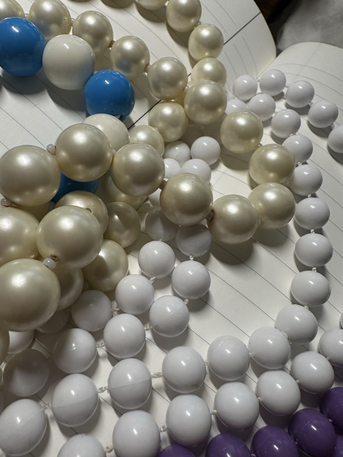 Vintage Lot Purple Orange Green Pearl White Acrylic Bead 6 Necklaces 1 Bracelet