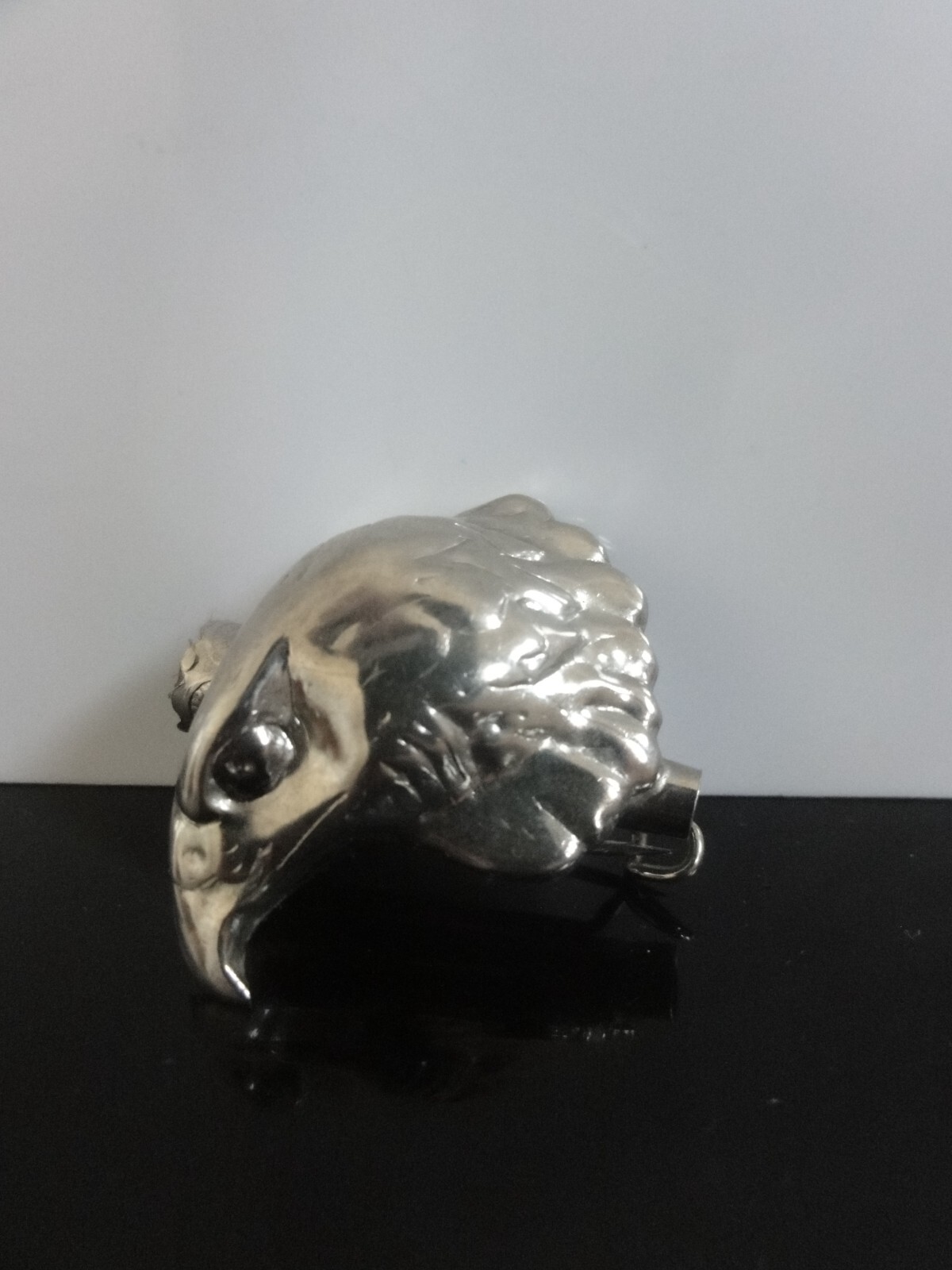 Vtg Rare Silver Eagle Head Man Hat Revere Hunt Pin Brooch with Feather Container