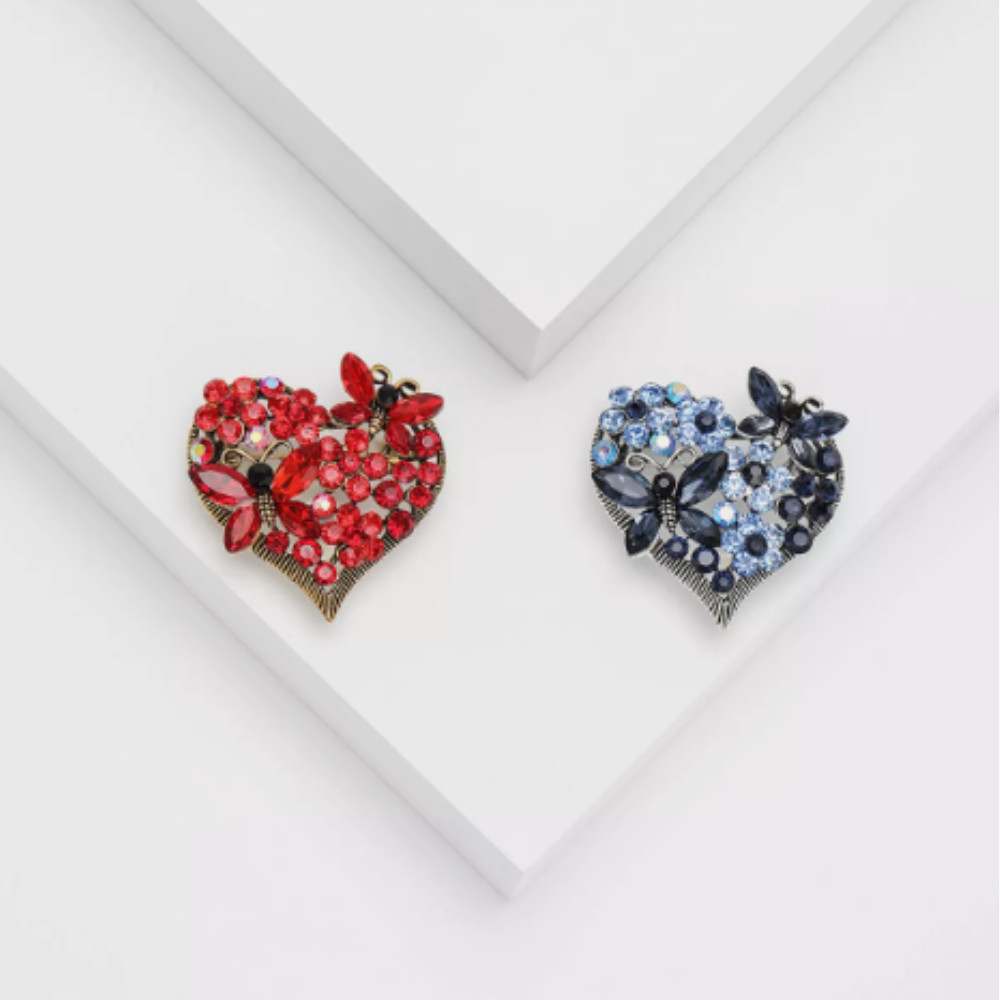Easter Spring Heart Brooch –Butterfly and Flower Design, Perfect Gift for Spring