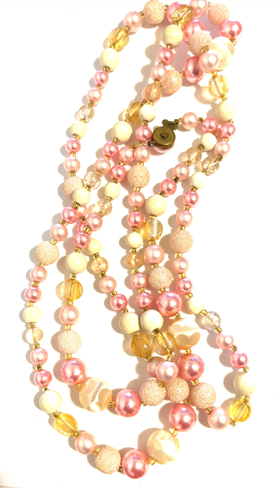 Vintage Single Strand Pastel Colors Necklace 32”