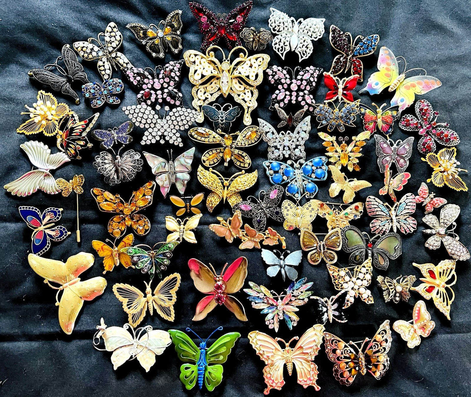 Lot 65 Vtg BUTTERFLY BROOCH Rhinestone Enamel 925 800 Silver GF Monet Trifari