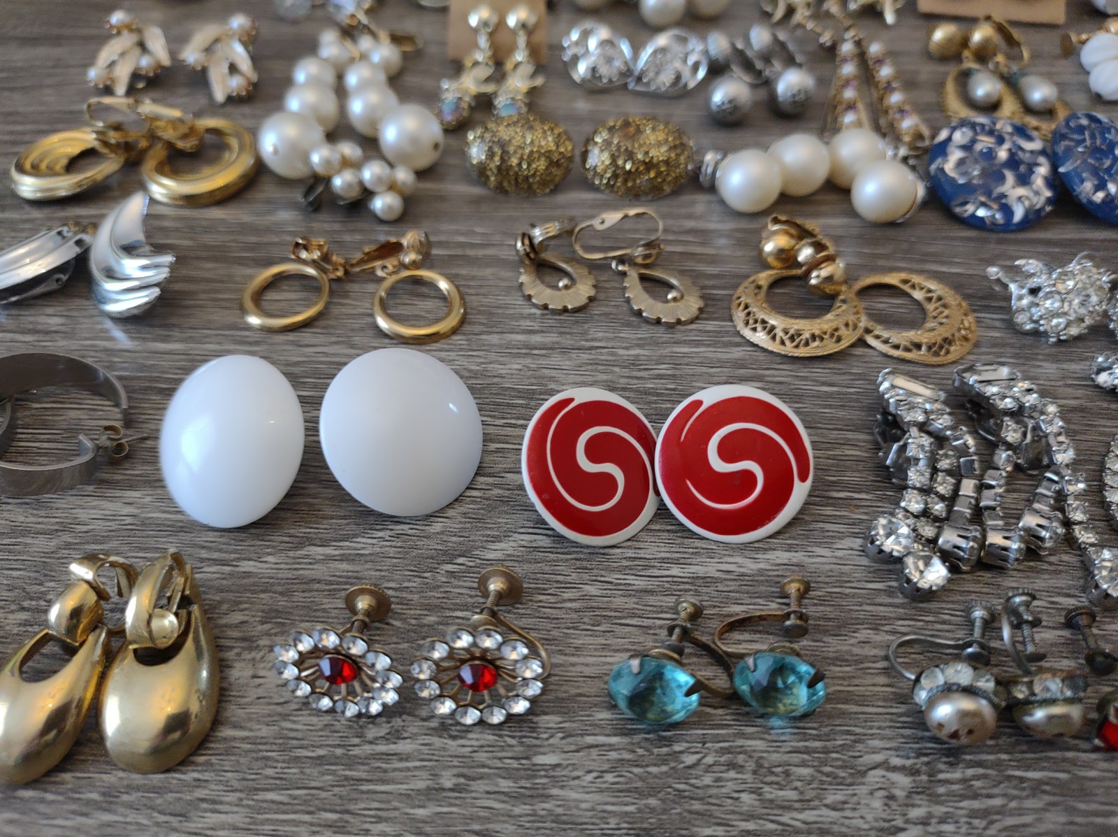 Estate Mixed Lot Costume Jewelry Earrings 77pr Clip On Screwback