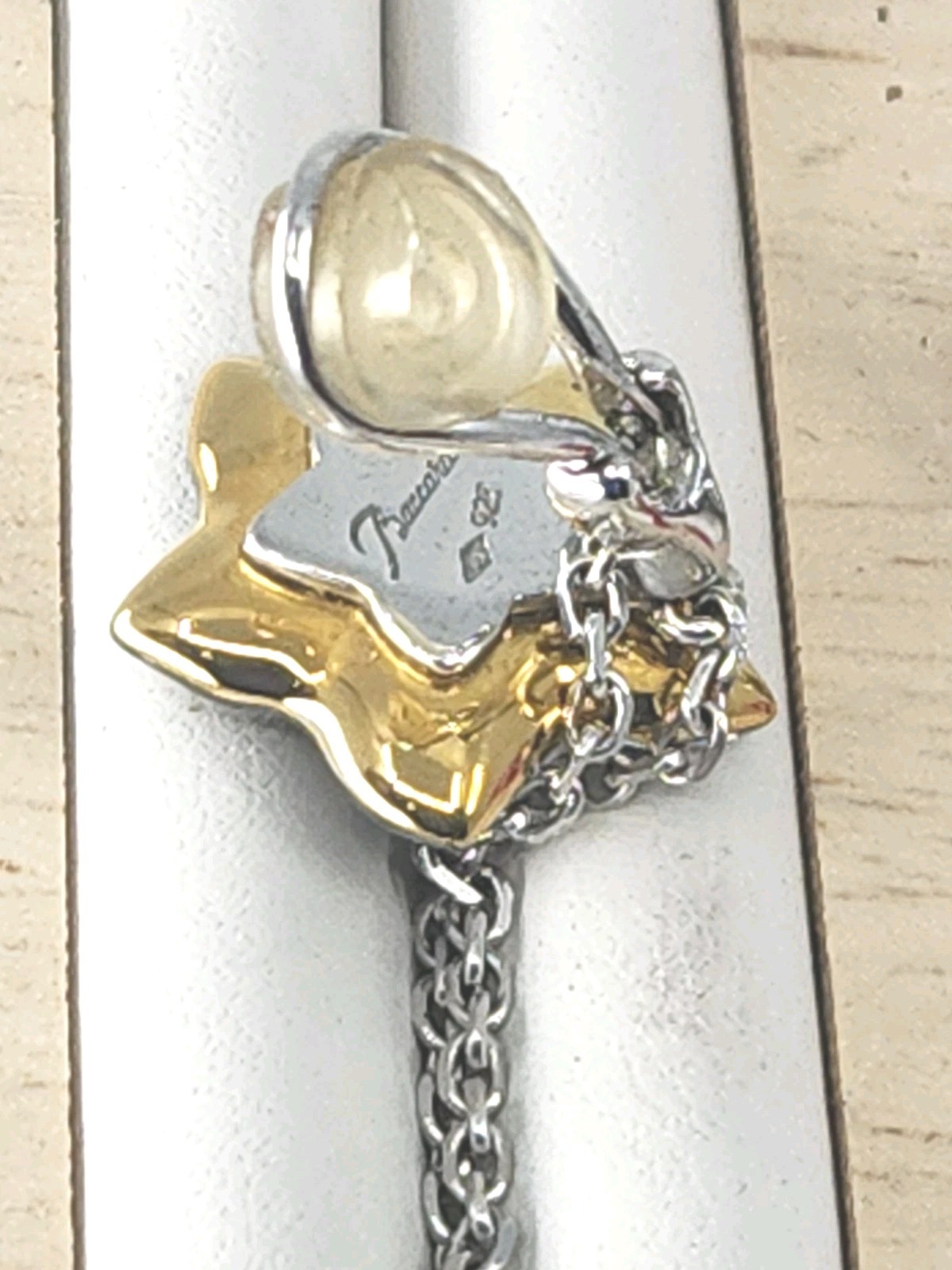Authentic Baccarat France Crystal Flower Pearl Chain Dangle Clip Earrings 925