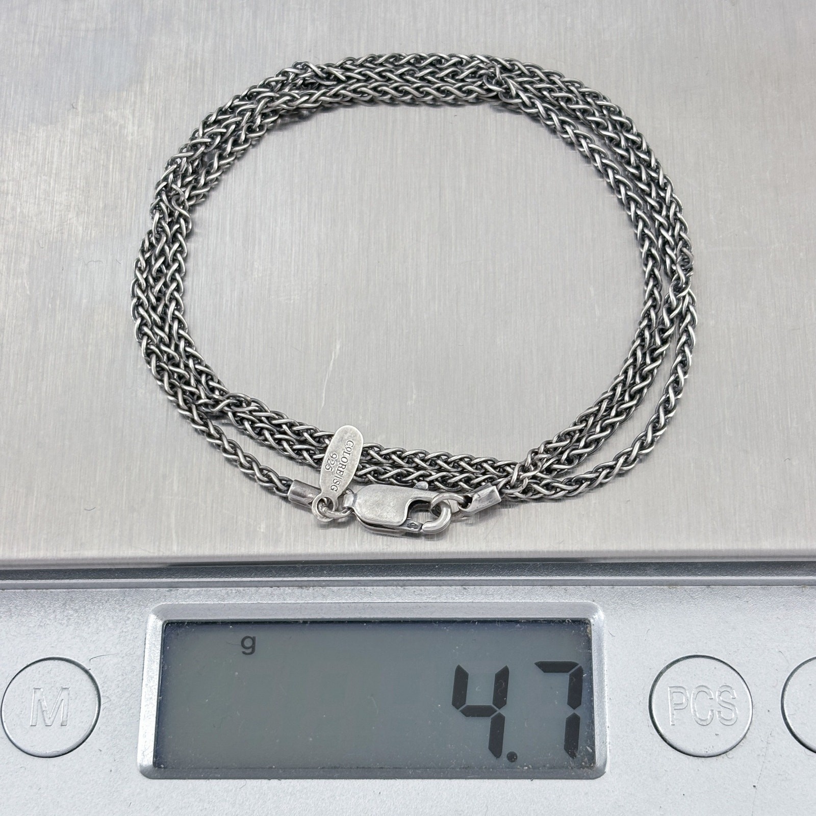 Vintage Sterling Silver 925 Wheat Chain Necklace 18.5″