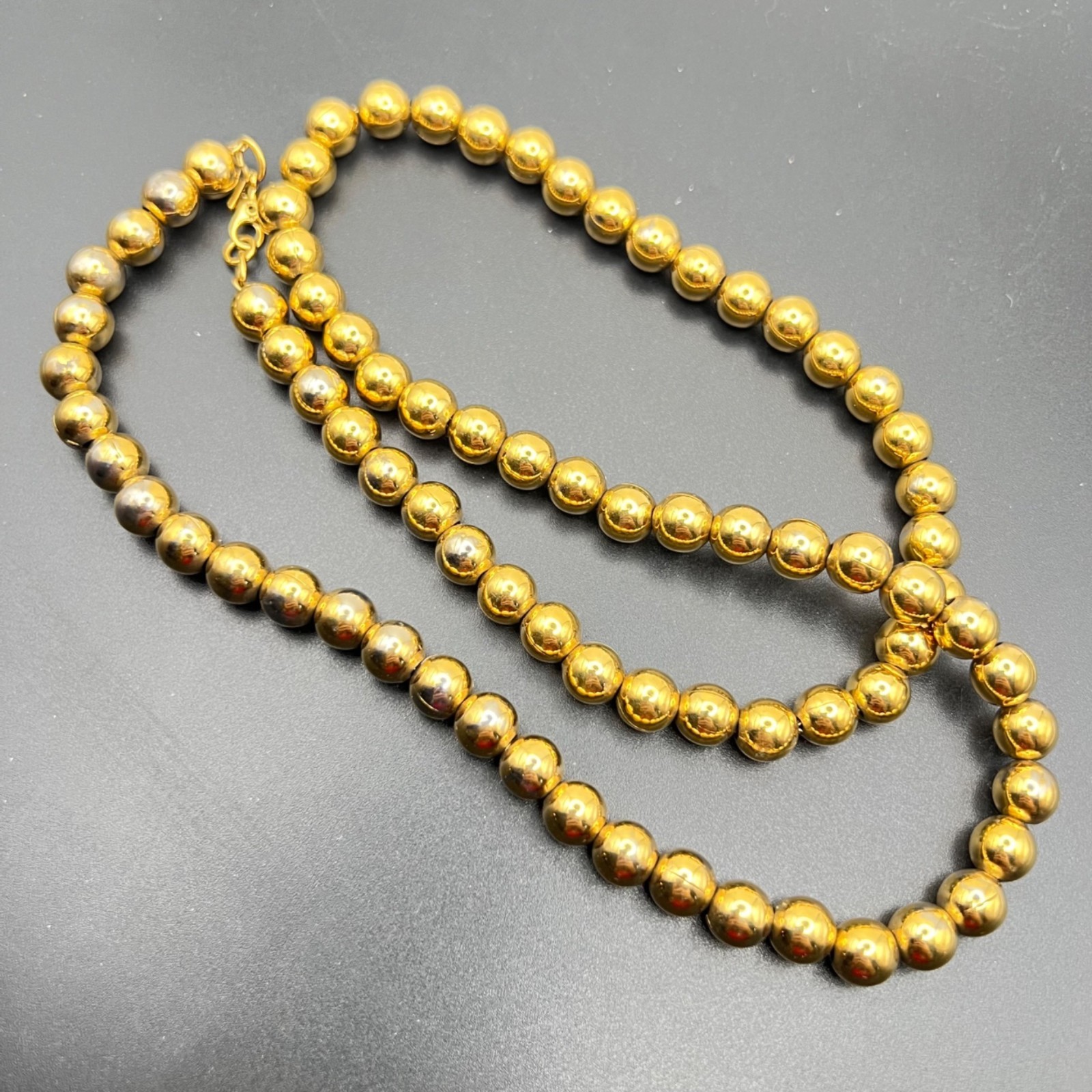 Monet 24″ Gold-Tone Beaded Necklace Sister Lobster Clasp Classic Layering Signed