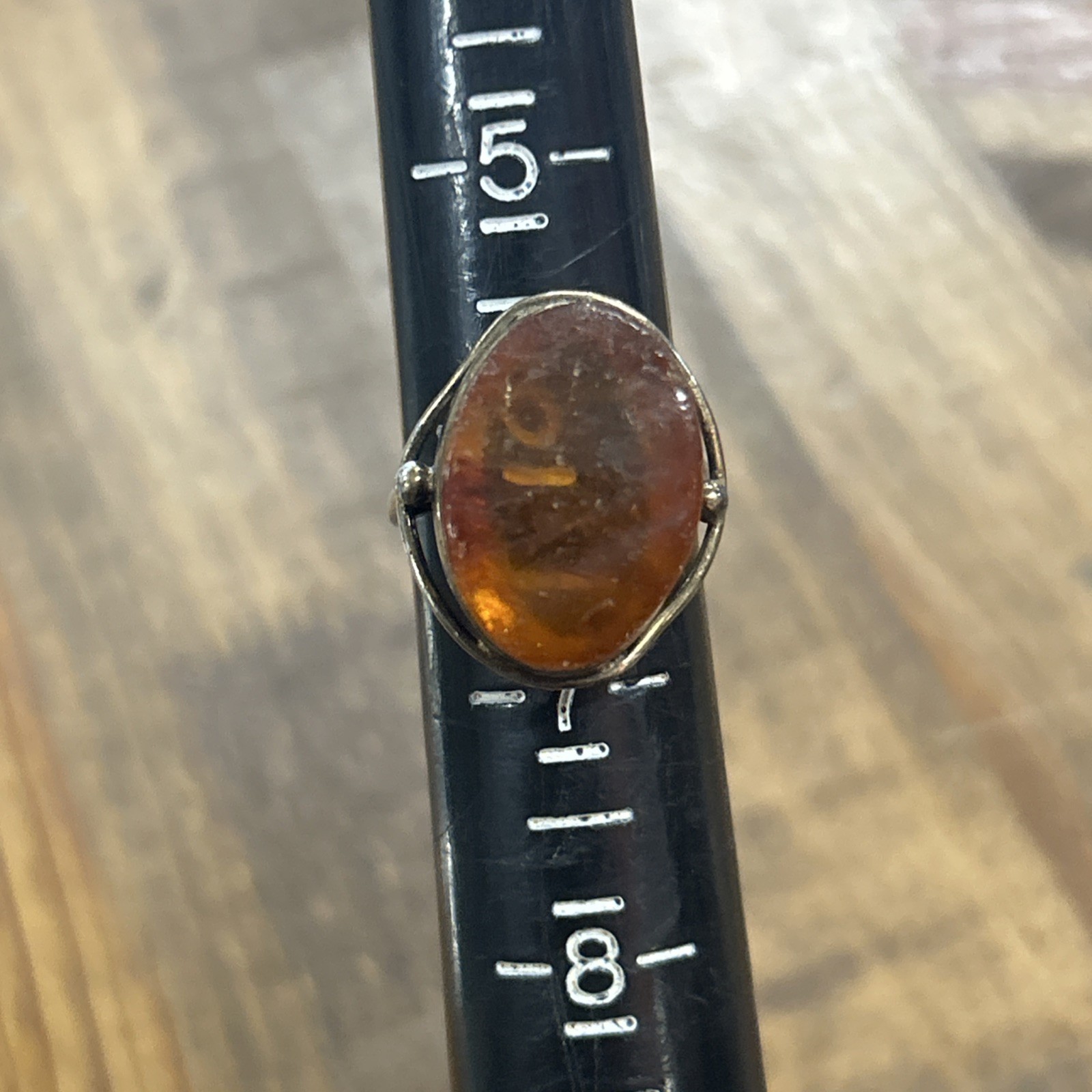 Antique 9 Karat Gold Amber Ring Size 6.25 3.95 Grams