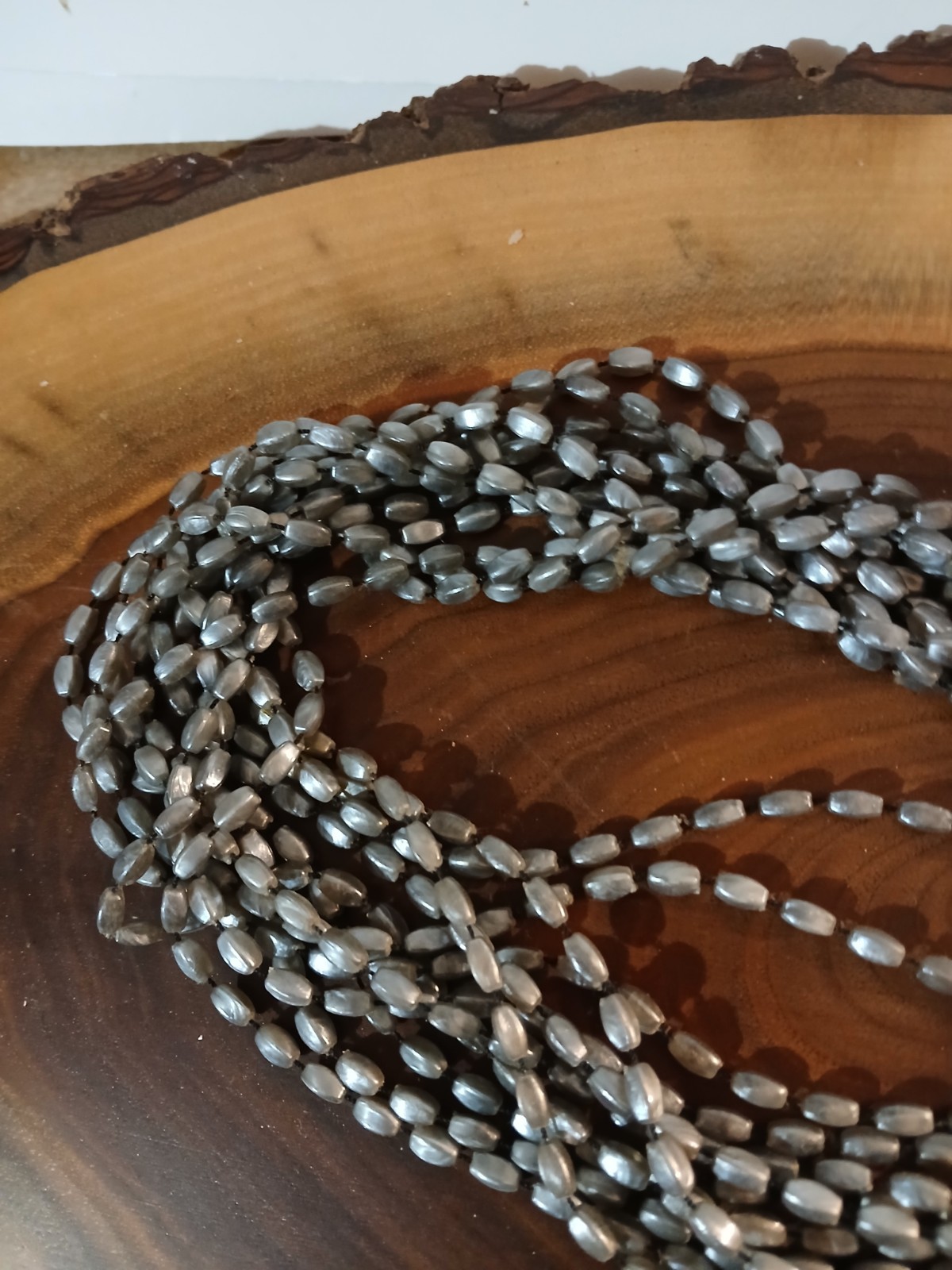 Vintage Gray Pearl Bead 12- Strand Necklace Beautiful Ends, Clasp 12″.