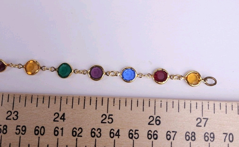 Vintage Austrian USA Colorful Crystal Goldtone Bezel Necklace Bracelet Set