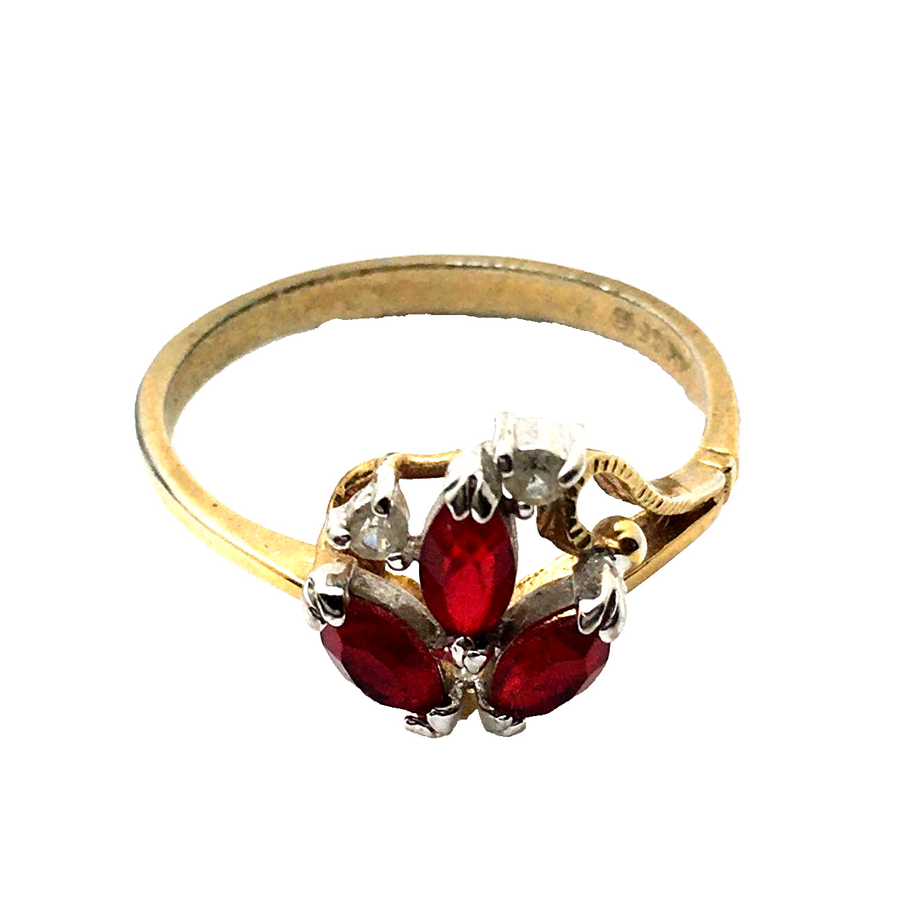 14k GE Gold Filled Red & Clear Stone Ring