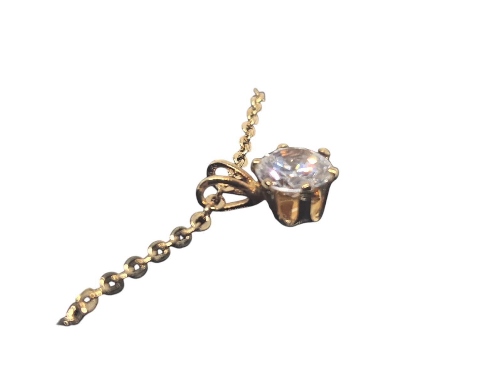 Vintage Lindenwold Fine Jewelers 18″ Gold Tone Cubic Zirconia Necklace Pendant