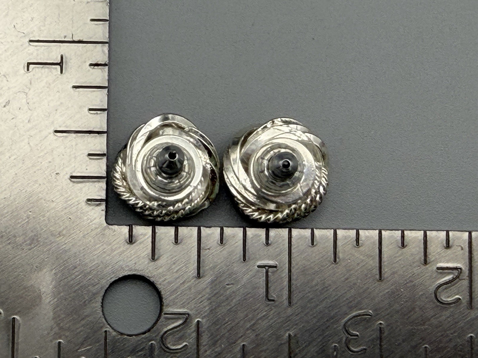 Vintage Silver Tone Knot Stud Earrings Rope Swirl Design Post Back