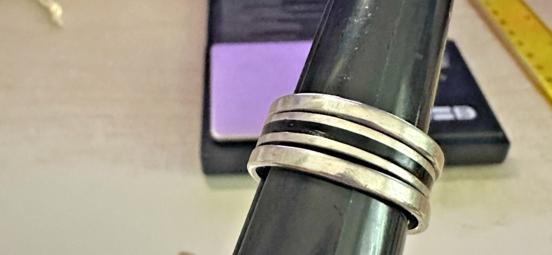 Sleek Modernist 3 Band Unisex Stack Ring 1 Cm wide Sterling Silver Size 11, 8 gr