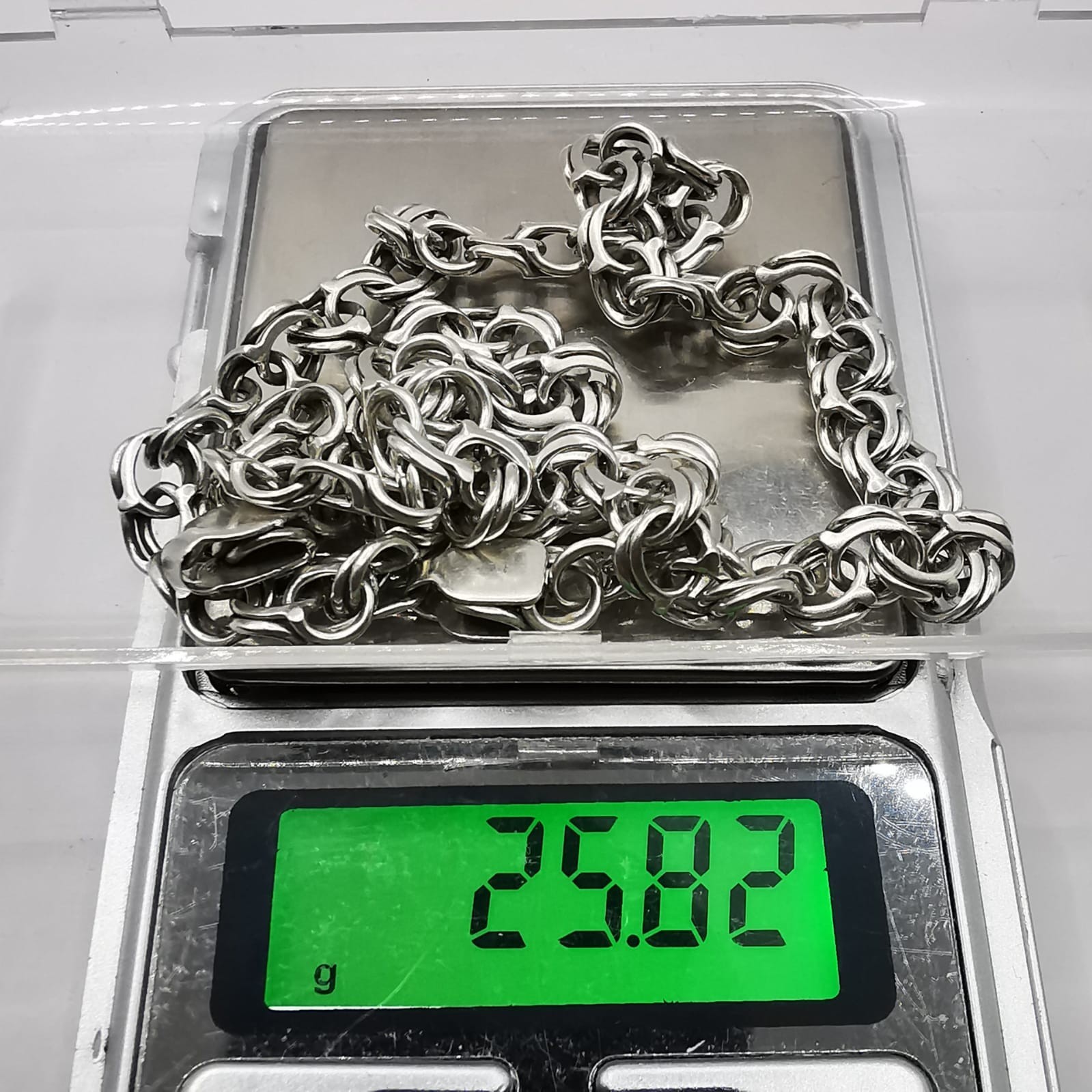 Vintage 925 Sterling Silver Statement Chain Necklace Signed 45cm 25.82g Unisex