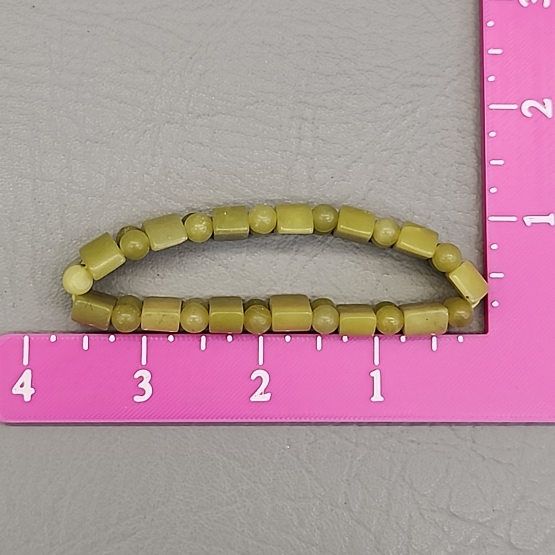 Vintage Stone Beaded Stretch Bracelet Serpentine Green 13mm