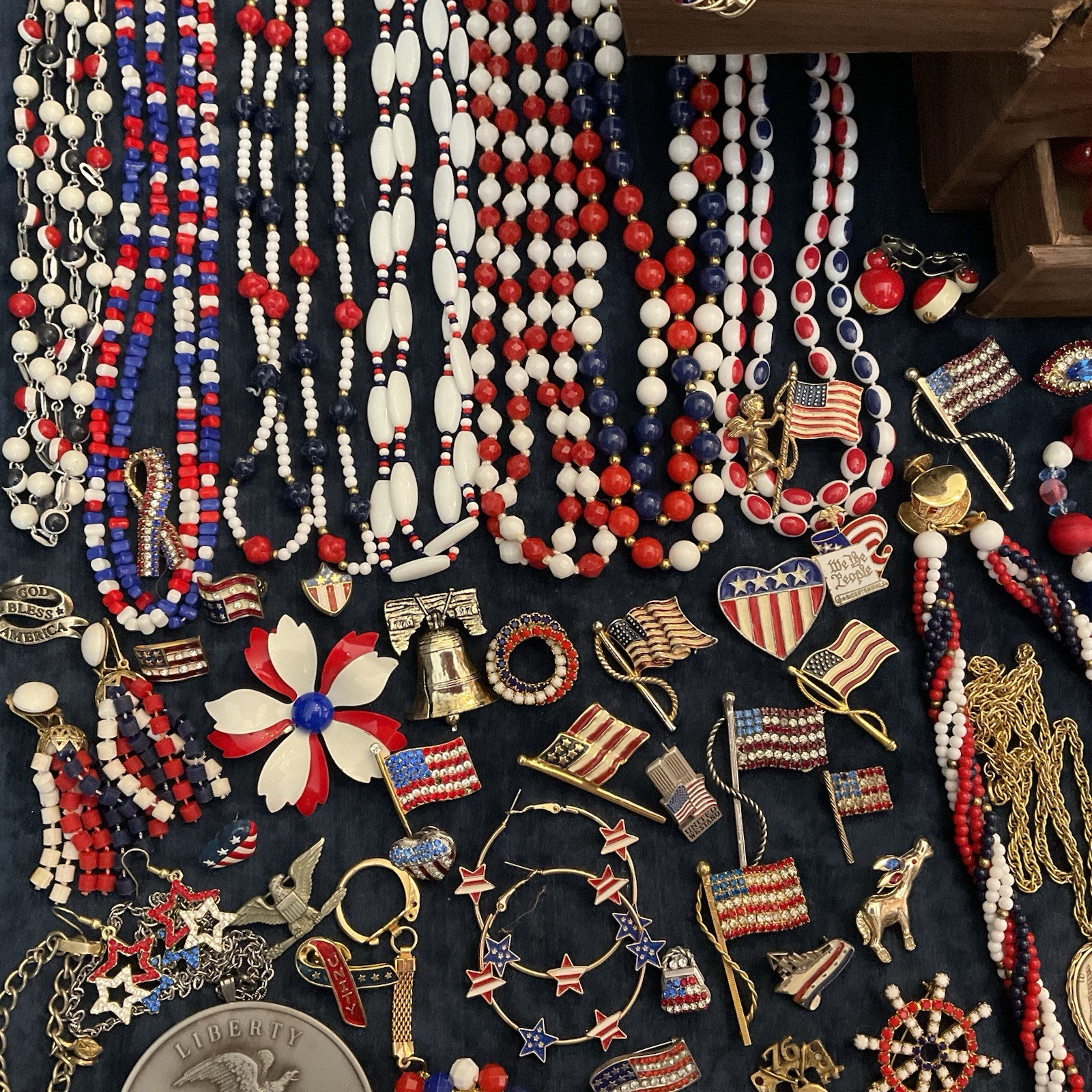 Vintage Lot Patriotic Forth Of July Red White Blue Jewelry Sarah C Monet Emmons