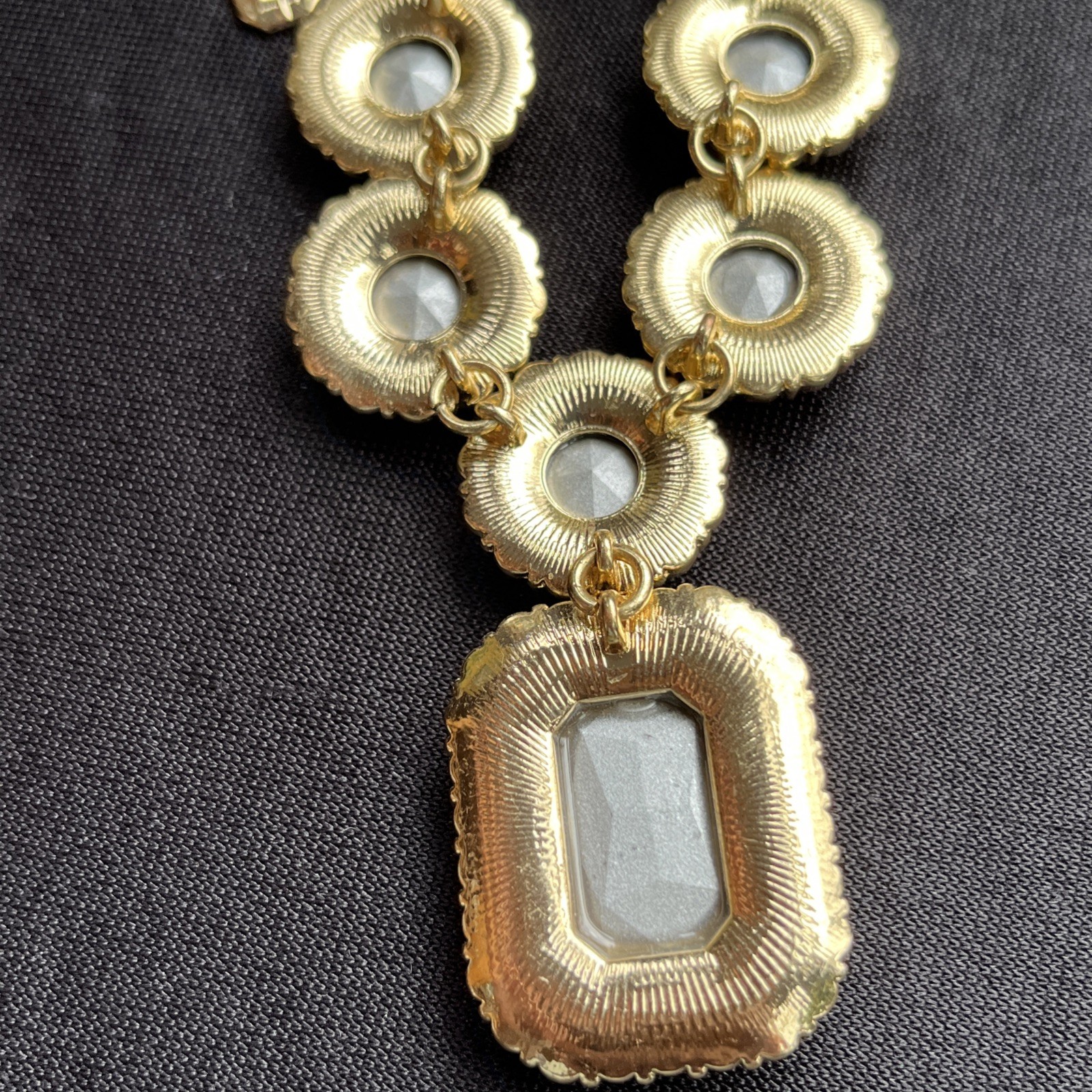 Vintage Monet Faceted Golden Topaz Crystal & Clear Rhinestone Statement Necklace