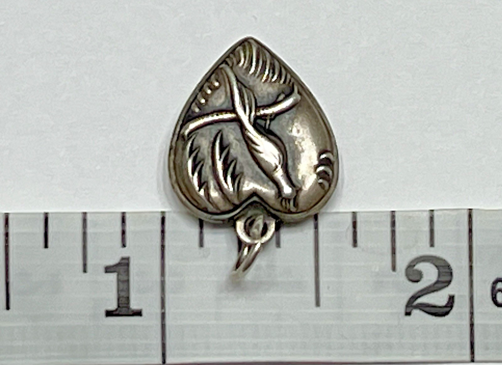 Sterling Silver Heart Charm Pendant Bird Parrot Vintage Antique Puffy 925 US