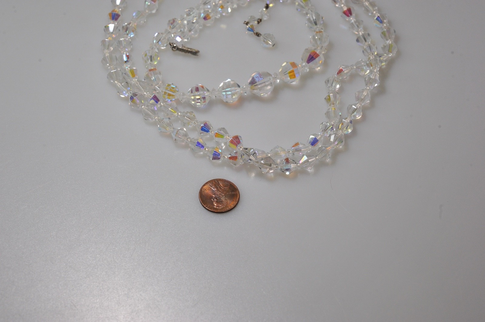 Vtg AB Crystal & Acrylic Necklace LOT Strand Faceted 1 signed Laguna HL67